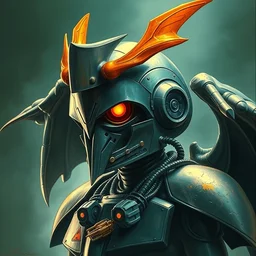 dark gunpla droid kenku. helmet gargoyle. science fiction, portrait by donato giancola and greg rutkowski and wayne barlow. 1 9 6 8 cover. top all time r / imaginarycyberpunk.
