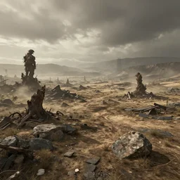apocalyptic wasteland, highly detailed, ultra realistic, landscape