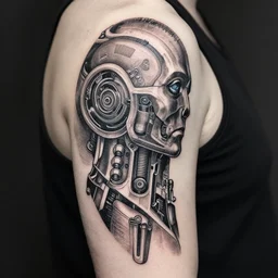biomechnical parts cybernetic tattoo stencil