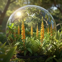 sunlight study, kauai wildflower undergrowth within the orb, art nouveau, by maria sibylla merian and ( ( ( ( ( lisa frank ) ) ) ) ), 8 k, sharp focus, octane render