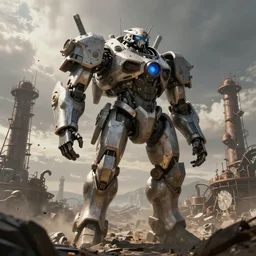 Concept art for a mech suit designed for mining, industrial