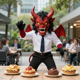 4 5 mm 2 0 1 5 cookbook food photography of an corporate mascot at an office park summoning a demon, photography by tyler mitchell johfra bosschart