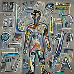 painting of an ipad by graham sutherland, basquiat!!, neo - expressionism, muted colors!