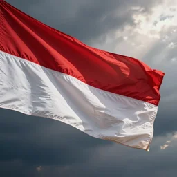 elon musk celebrate independence day of indonesia. red and white indonesian flag