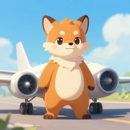furry art anthro plane, cute plane standing on its legs as a person with a face