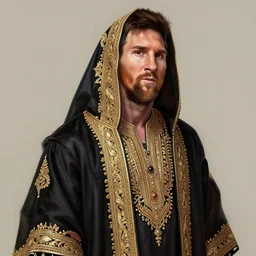 lionel messi wearing emarati kandora, d & d, fantasy, intricate, elegant, highly detailed, digital painting, artstation, concept art, matte, sharp focus, illustration, art by artgerm and greg rutkowski and alphonse mucha