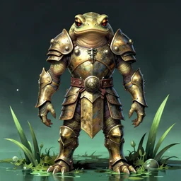 humanoid amphibian warrior, wearing armour, swamp, symmetrical, highly detailed, digital art, sharp focus, trending on art station, kentaro miura manga art style