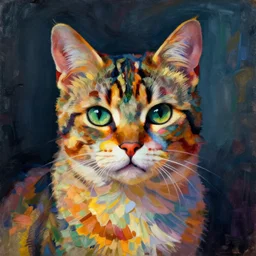 portrait of a colorful cat by egon schiele in the style of greg rutkowski