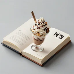 A book made of 🍨 , 📙 sundae hybrid, 4k food photography