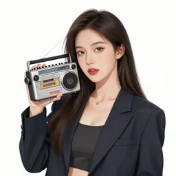 a ultradetailed beautiful portait panting of a stylish woman holding a walkman, by ilya kuvshinov, greg rutkowski and makoto shinkai
