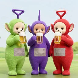 teletubbies drinking beer, 4k, HD