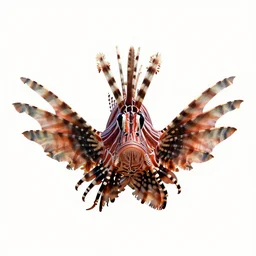 giant lionfish, stylized pixar-style 3d render, full body, isolated on a pure white background, centered, entire subject in frame, sharp focus, soft studio lighting