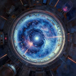 oil sci fi painting of time machine portal stargate, futuristic, energy sparks, plasma, high technoloy, octane rendering, trending on artstation, by, studio ghibli, michael whealan and james gurney