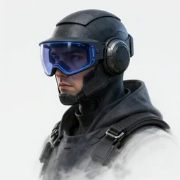 cyber nano headgear vision operative mercenary bust conecept art images artstation hd high detail