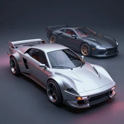 3 d model of synthwave cyberpunk car by paul lehr an james gurney