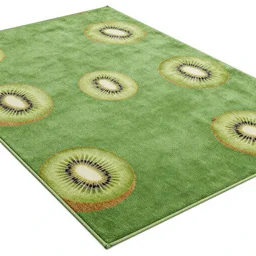5 0 mm photorealistic octane render of green persian rug texture with huge kiwi fruits ornaments, top view, symmetrical, beautiful, square, trending on artstation, unreal render, 4 k, volumetric light