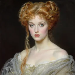 beautiful striking Pre-Raphaelite Lucille Ball by Artgerm and Greg Rutkowski, pale, intricate, elegant, highly detailed, digital painting