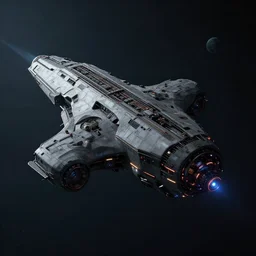 huge transportation spacecraft nearing a planet, dark, cyberpunk, moody, luminescent, ambient lighting, syd mead, greg rutkowski, wlop, artgerm, artstation, octane render, highly detailed