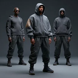 high quality studio digital fashion art of a kanye west modelling yeezy futuristic yzy gap hoddle. final product shot, all round angle. digital art, trending on artstation. marvelous designer. octane render. trending on futuristic fashion instagram.