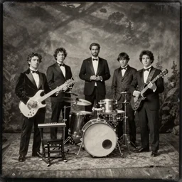 vintage daguerreotype of a rock band