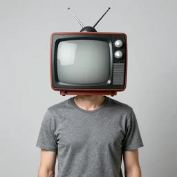 a man with a head shaped like a television