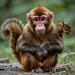 an old photograph of a hybrid of a monkey and a squirrel, realistic, uneasy, horror, found footage