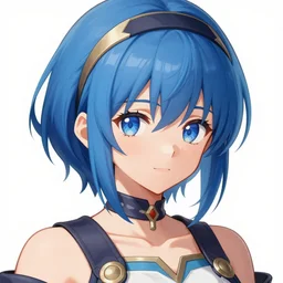 female alchemist with short blue hair and a headband, from Bravely Default II, jRPG, videogame, highly detailed, digital painting, artstation, concept art, smooth, sharp focus, beautiful face, expressive eyes, illustration, art by Hiromu Arakawa