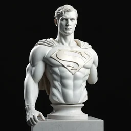 statue of superman by michelangelo bust, white marble, sub scatter surface sss 3 d model, octane rendered, unreal engine