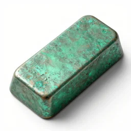 fully green oxidized copper ingot texture material, high definition, high detail, 8k, photorealistic