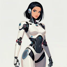 robot android woman 1 9 5 0 s era vector art cell shaded allure beautiful makeup curvy highly detailed art by ilya kushinov