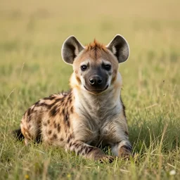 anthropomorphic striped hyena laying in between the grass in savannah lit by the sunset, zoomed out, furry art, trending on artstation