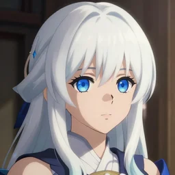 Portrait of a japanese princess young lady, with white hair and bangs!!!! BLUE EYES, BLUE EYES beauty artwork by Makoto Shinkai, Studio Ghibli, white hair, ayaka genshin impact, ayaka, ayaka game genshin impact, ayaka, extremely detailed, beautiful, establishing shot, artistic, shadows, high quality, unreal engine, overwatch art team