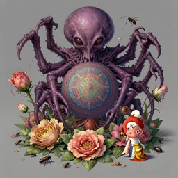 the platonic ideal of flowers, rotting, insects and praying of cletus kasady carnage davinci dementor wild hunt chtulu mandelbulb mandala ponyo heavy rain the witcher, d & d, fantasy, ego death, decay, dmt, psilocybin, concept art by randy vargas and greg rutkowski and ruan jia and alphonse mucha
