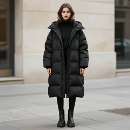 Girl in a jet black tuffle coat, and leggins, realistic, by artgerm and wlop, trending on artstation