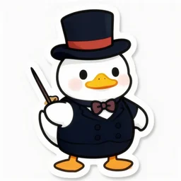 cute duck magician, sticker, thick outline, close up, wlop, dan mumford, artgerm, liam brazier, peter mohrbacher, 8 k, raw, featured in artstation, octane render, cinematic, elegant, intricate, 8 k