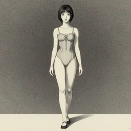 full length photo of Oona Chaplin in the style of Jiro Taniguchi, full body, not realistic, sharp focus, 8k high definition, insanely detailed, intricate, elegant