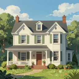 pretty house, extremely detailed, sharp focus, wide view, full body shot, smooth, digital illustration, by james jean, by rossdraws, frank franzzeta, mcbess, sakimichan, brosmin, danton fadeev, steve simpson, alfred hitchcock mood, wes craven vibes