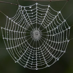 spiderweb with reflective water droplets
