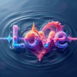 the audio frequency waveform of love traveling through ripples of water, Multidimensional, fractal amalgamation, 8k, hyper realistic, octane render, hi-fructose, chromatic color scheme