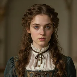 beautiful girl in victorian dress, artstation, character portrait, james gurney, character concept style trending on artstation, detailed face, concept art, detailed, octane render cinematic, photo-realistic, 8k, high detailed