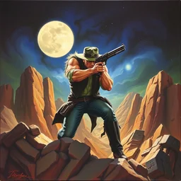 1 9 9 9 retro box art nes. commodore 6 4. gunslinger. contra. artgerm. coherent. keith parkinson. oil on canvas