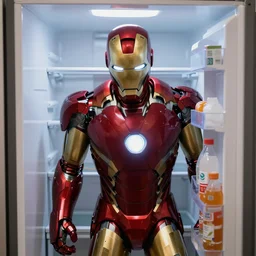 iron man hiding in the refridgerator