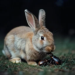 photograph of bugs poring out of the mouth of a rabbit, canon 7 d, film still, dramatic, cinematic, avant garde