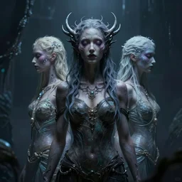 ethereal avatars meeting in the metaverse, by greg rutkowski, ominous, awe inspiring, cyberpunk
