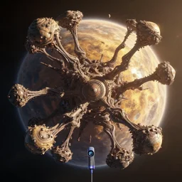 dyson gopro footage. of swarm megastructure orbiting sol, space art, scifi art, alien, giger, greg rutkowski, rhads, ferdinand knab, makoto shinkai lois van baarle, ilya kuvshinov, rossdraws, tom bagshaw, global illumination, intricate, detailed, atmospheric lighting, golden hour, 4 k unreal engine 5 masterpiece