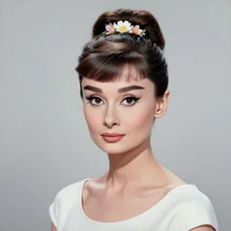 painting of audrey hepburn as orian with flower hair decoration in ukiyo - e art, half body, 4 k, ultra detailed, photo realistic