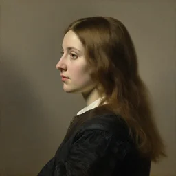 profile of a woman with long hair in the style of Jan Lievens. masterpiece. hq. detailed. 4K