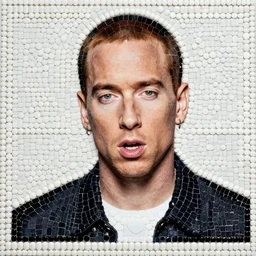 mosaic of eminem made with pills, high quality