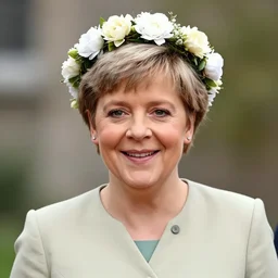 nicola sturgeon, happy, with a flower crown