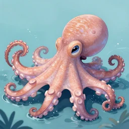 friendly octopus. soft colors, water - color. masterpiece. eternal.